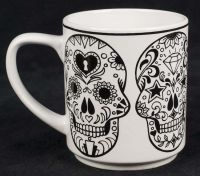 Signature Housewares Day of the Dead Sugar Skulls Black & White Coffee Mug